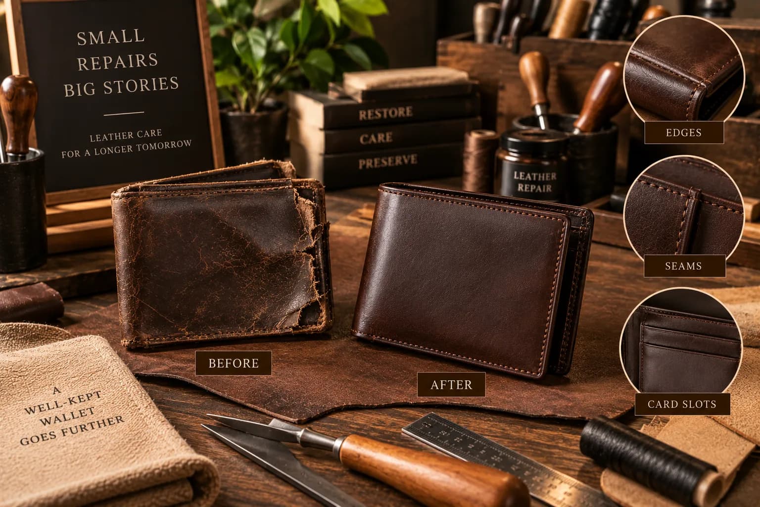 How to Repair a Torn Leather Wallet: Edges, Seams & Card Slots
