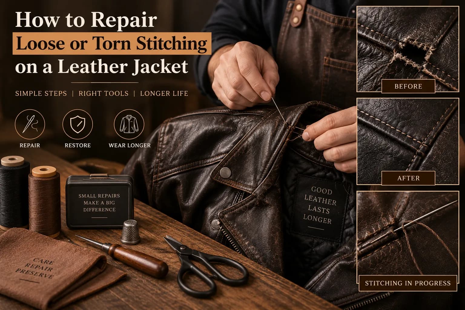 How to Repair Loose or Torn Stitching on a Leather Jacket