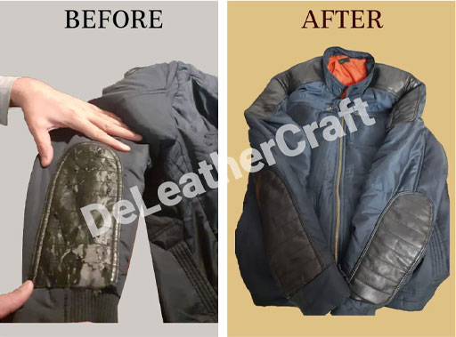 Leather jacket colour and finish restoration — before and after