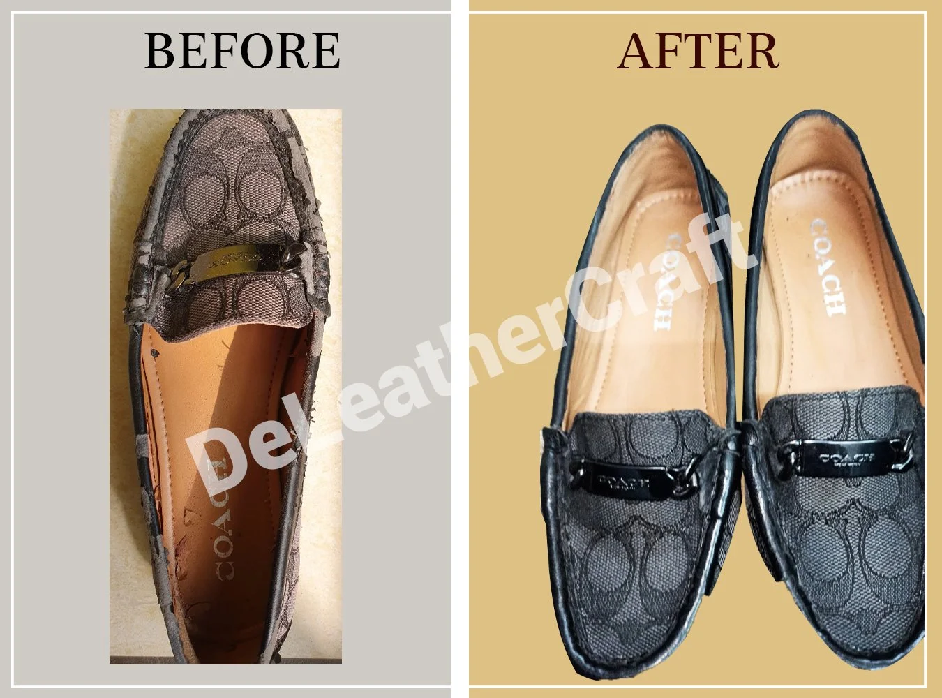 Women shoes repair Kolkata — before and after restoration