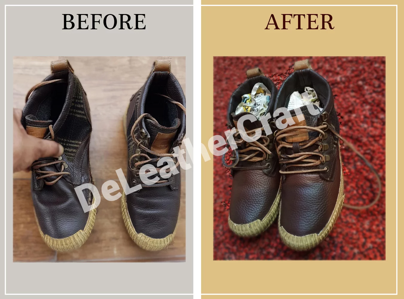 Women shoes repair Kolkata — before and after restoration